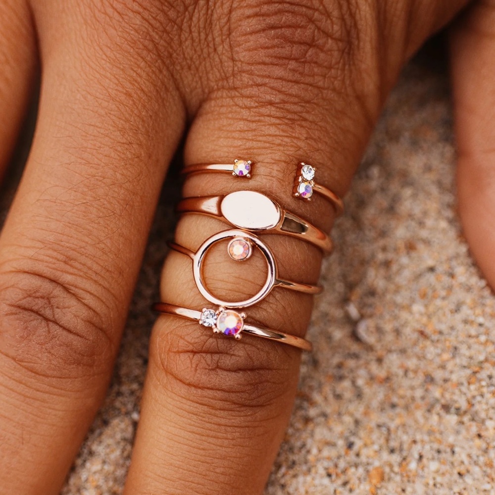 Pura Vida Rose Gold 4 Pc Ring Set